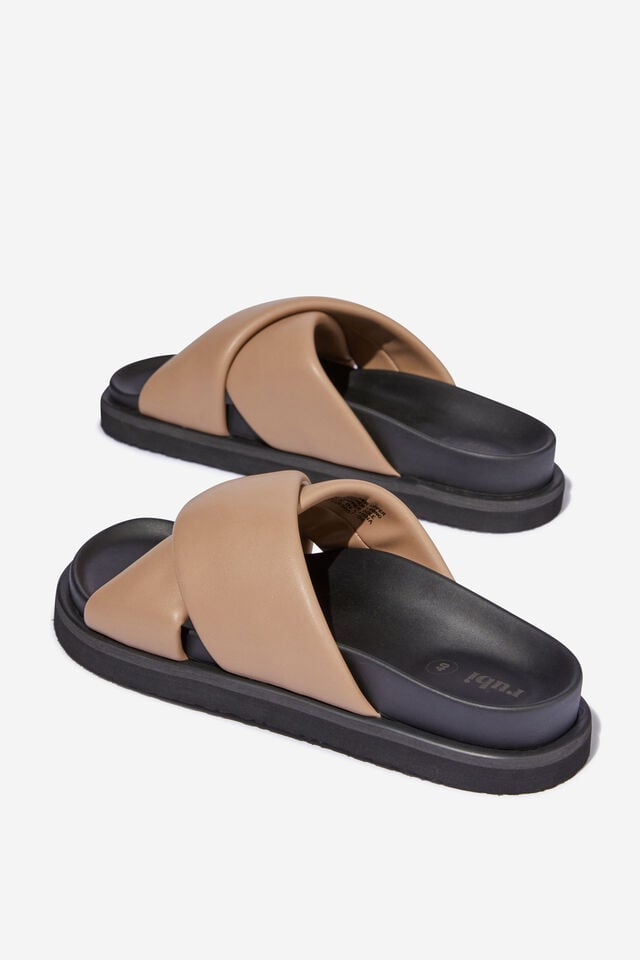 Elidy Padded Crossover Slide, TAUPE SMOOTH