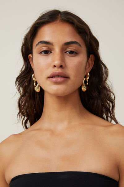 Brinco - Mid Charm Earring, GOLD PLATED OVAL DROP