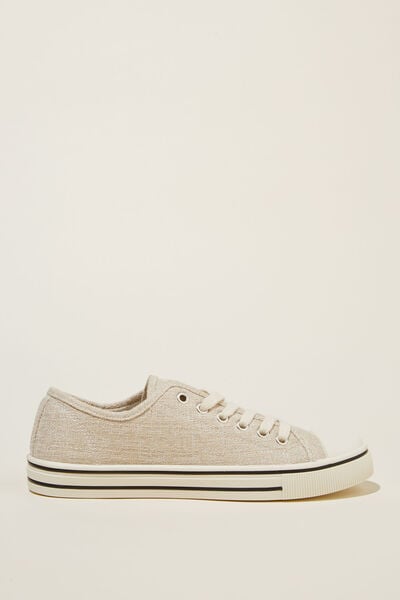 Harlow Lace Up Plimsoll, SAND LINEN