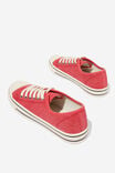 Harlow Lace Up Plimsoll, WASHED CHERRY RED - alternate image 3