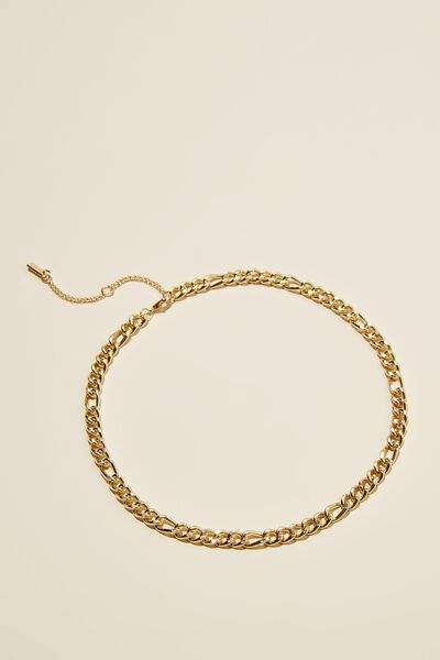 Premium Forever Necklace Gold Plated, GOLD PLATED TWISTED FIGARO CHAIN
