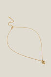 Colar - Pendant Necklace, GOLD PLATED HEART RED STONE - vista alternativa 1
