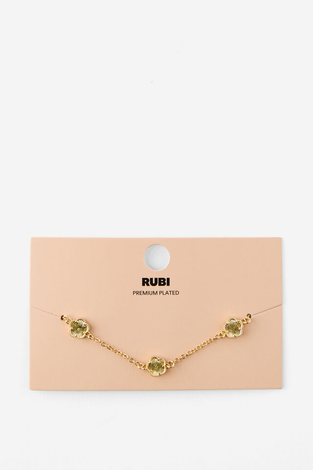 Premium Plated Single Bracelet, GOLD DAISY