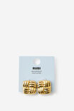 Waterproof Mid Charm Earring, GOLD SQUARE WOVEN - vista de exemplo 2