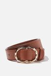 Double Circle Belt, TAN/ GOLD BAMBOO BUCKLE - alternate image 1
