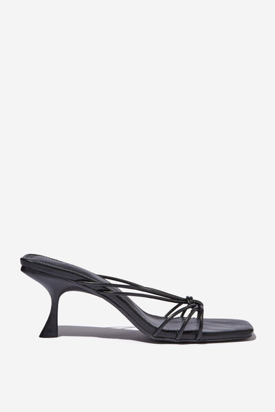 Millie Strappy Knot Mule, BLACK SMOOTH