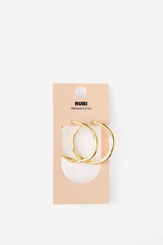 Premium Plated Large Hoop Earring, GOLD IRREGULAR THIN HOOP
