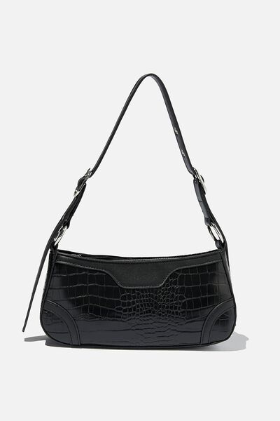 Paris Shoulder Bag, BLACK/TEXTURE
