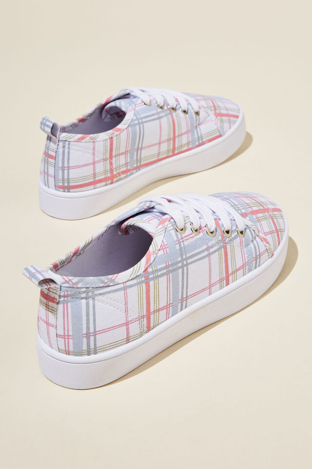 Saylor Lace Up Plimsoll, ORCHID CHECK