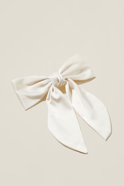 Heidi Hair Bow, ECRU SATIN