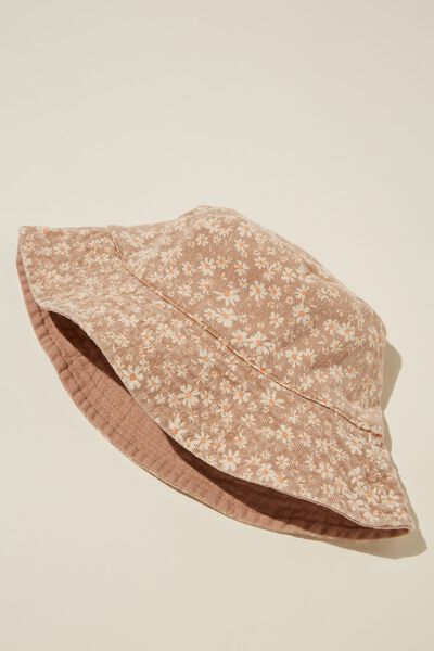 Reversible Bianca Bucket Hat, ZALI DITSY CHESTNUT