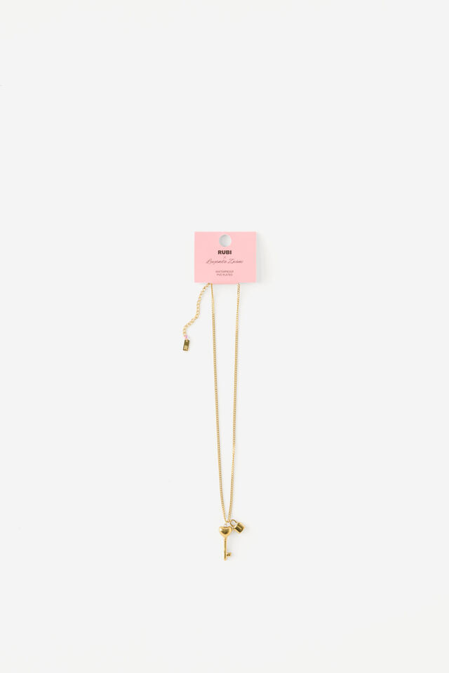 Rubi X Luyanda Zwane, WATERPROOF NECKLACE GOLD KEY LOCK
