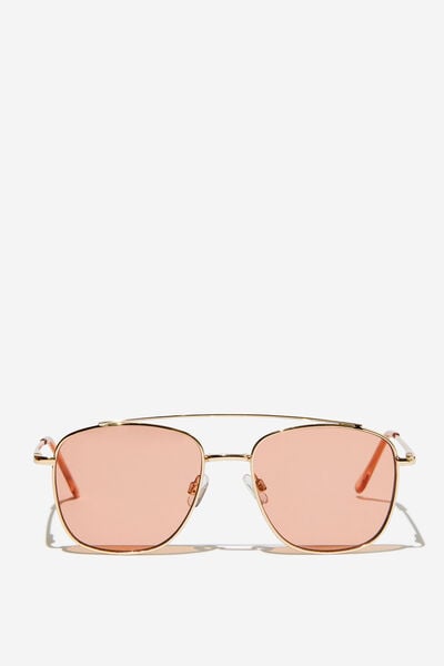 Elle Metal Aviator Sunglasses, GOLD/BURNT ORANGE