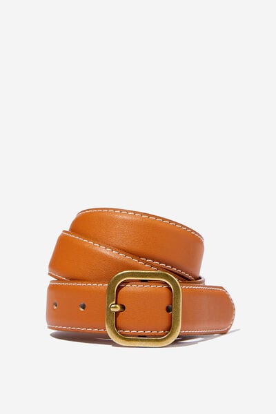 Cinto - Slim Dad Belt, LIGHT TAN/GOLD