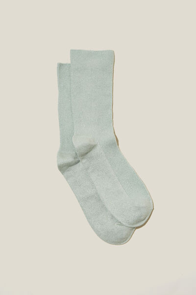 Lurex Fine Ribbed Sock, SEAFOAM
