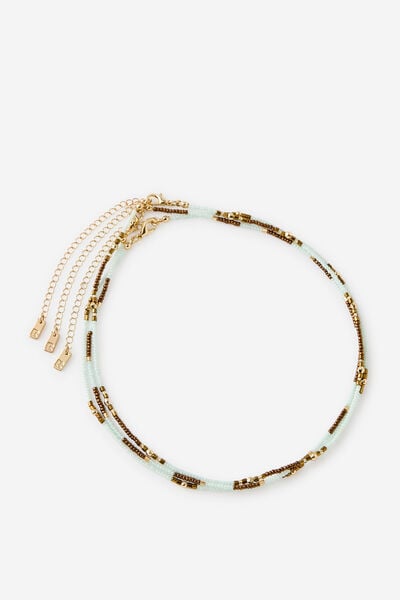 3Pk Beaded Necklace, BLUE/CHOC MICRO BEADS
