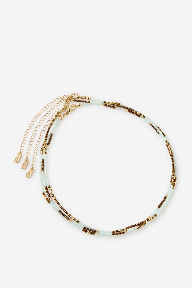 3Pk Beaded Necklace, BLUE/CHOC MICRO BEADS