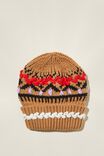 The Holiday Beanie, CAMEL/RED STITCH - alternate image 1