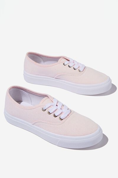 Jamie Lace Up Plimsoll, WASHED PINK