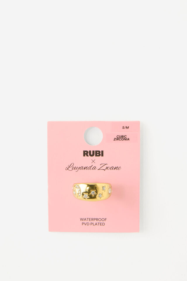 Waterproof Ring Gold Celestial Dia - Rubi X Luyanda Zwane, WATERPROOF RING GOLD CELESTIAL DIA