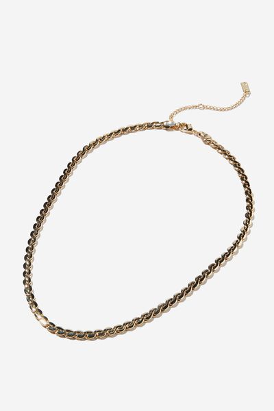 Premium Single Chain Necklace Gold Plated, GOLD PLATED FLAT CHAIN
