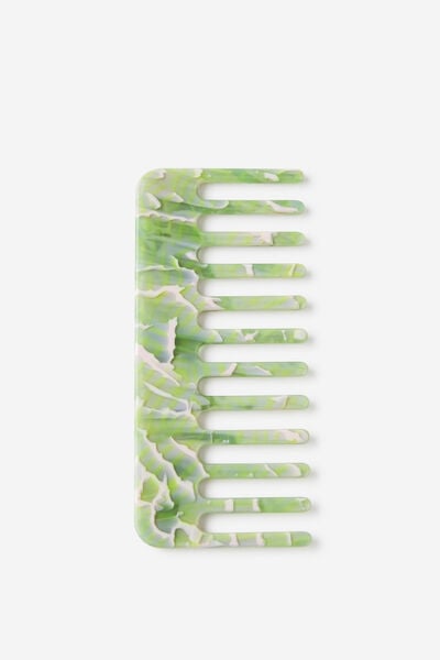 Wavy Hair Comb, GREEN MARBLE