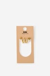 Premium Plated 2Pk Mid Earring, GOLD STARFISH PEARL DROP - example image 2