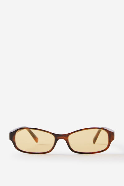 Jamie Slim Wrap Around Sunglasses, DEEP TORT/YELLOW