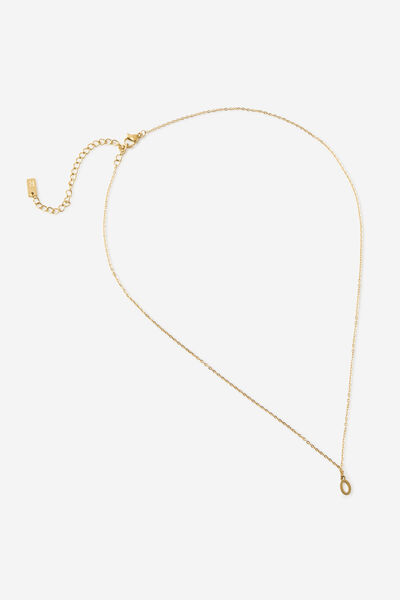 Waterproof Pendant Necklace, GOLD INITIAL O CLASSIC FINE CHAIN