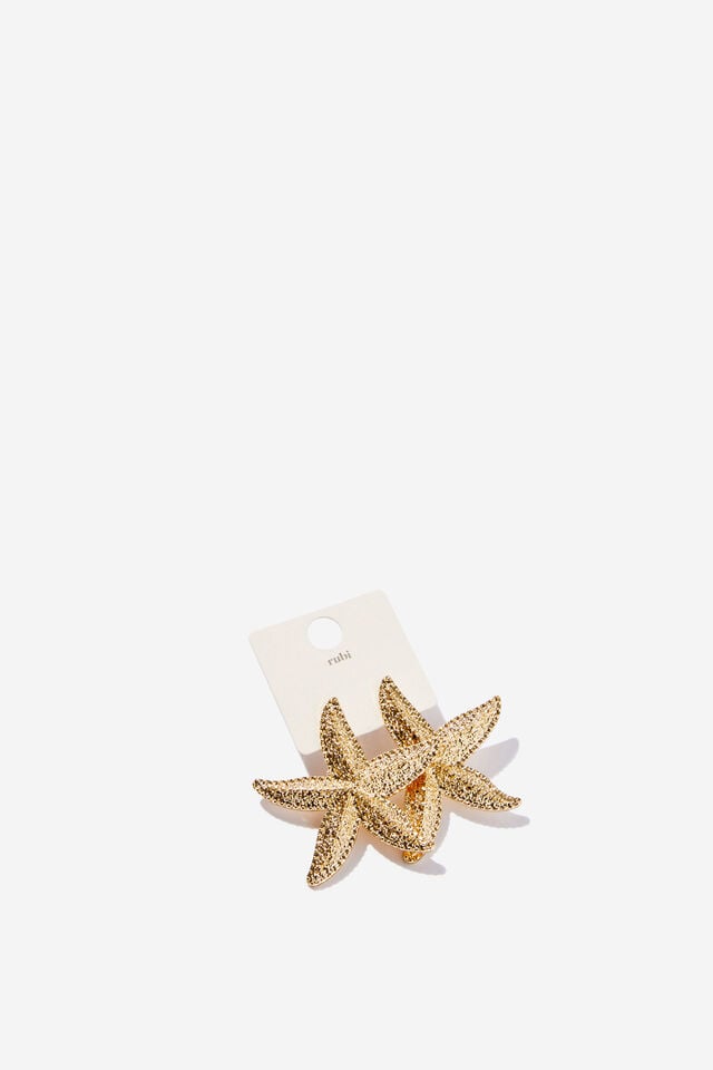 Mid Charm Earring, UP STARFISH GOLD