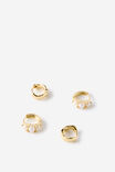 2Pk Mid Earring, UP GOLD PEARL WAVE HUGGIE HOOPS - example image 1