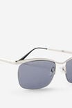Romy Rimless Metal Shield Sunglasses, SILVER/BLACK - example image 2