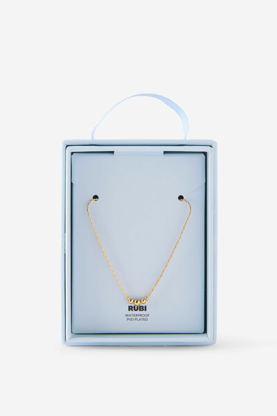 Waterproof Gifting Necklaces - Freshwater Pearl, GOLD BEADS GRADUATED