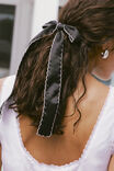 Tilly Hair Bow, BLACK SATIN & PINK TOP STITCH - alternate image 1