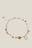 Beaded Necklace, SILVER PLATED GLASS ECLECTIC AMBER - alternate image 1