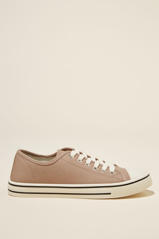 Harlow Lace Up Plimsoll, LATTE