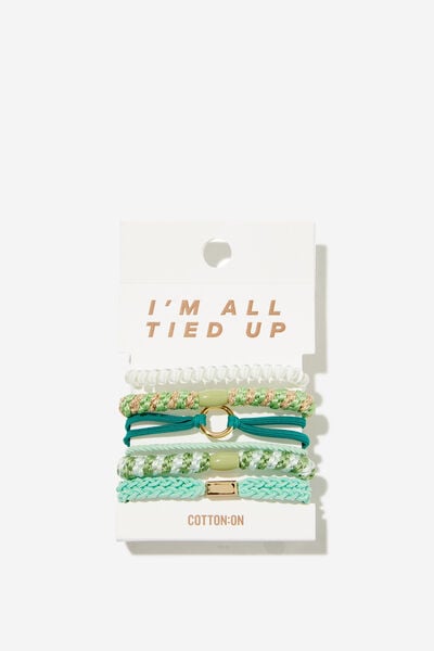 Acessório de cabelo - All Tied Up Hair Tie Pack, TEAL GREEN/METALLIC