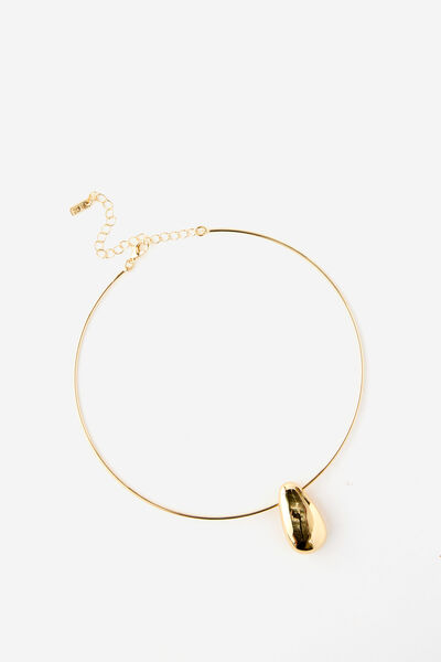 Round Bar Necklace, UP GOLD PEBBLE DROP