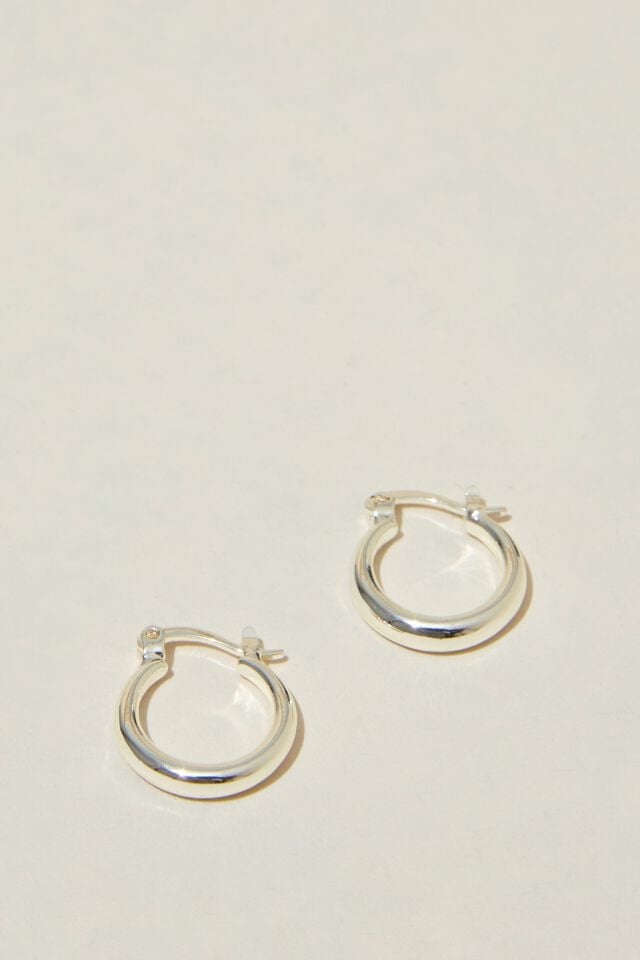 Brinco - Small Hoop Earring, STERLING SILVER PLATED TUBULAR