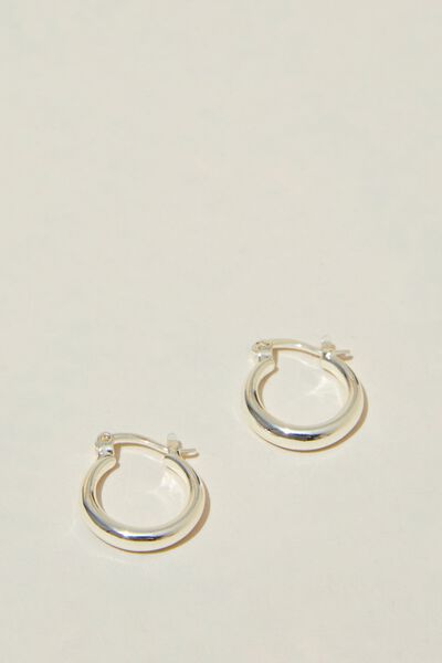 Small Hoop Earring, STERLING SILVER PLATED TUBULAR