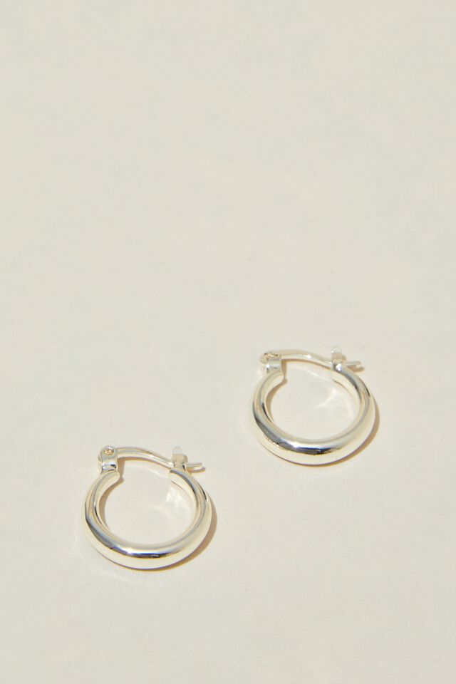 Small Hoop Earring, STERLING SILVER PLATED TUBULAR