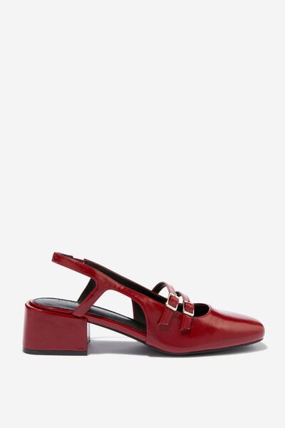 Bonnie Slingback Block Heel, DEEP RED GLOSS