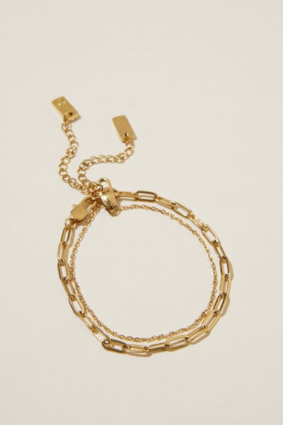 Waterproof Multipack Bracelet, GOLD PLATED LINK CHAIN