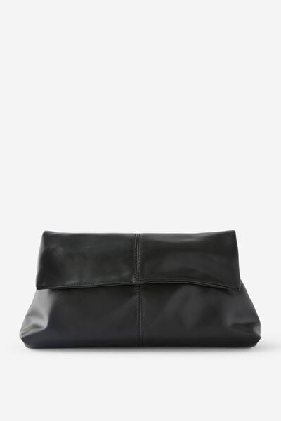Jennifer Roll Clutch Bag, BLACK PU