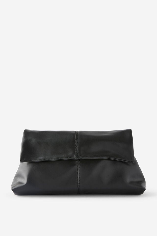 Jennifer Roll Clutch Bag, BLACK PU
