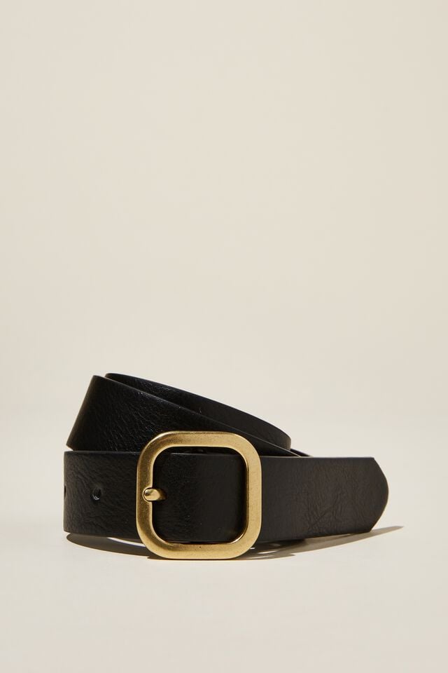 Slim Dad Belt, BLACK/ANTIQUE GOLD