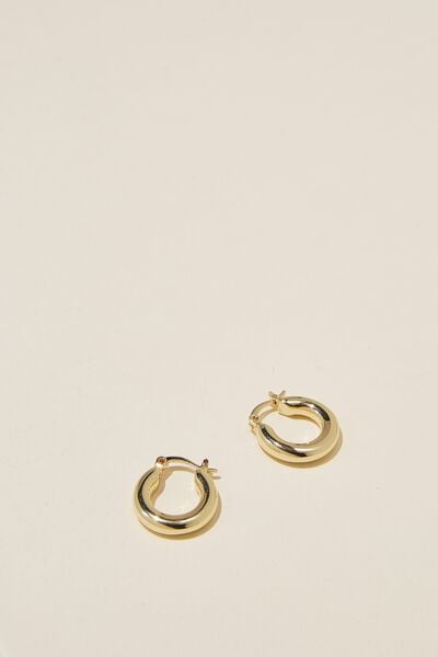 Brinco - Small Hoop Earring, GOLD PLATED TUBE