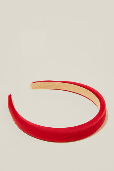 Petite Padded Headband, RED SATIN