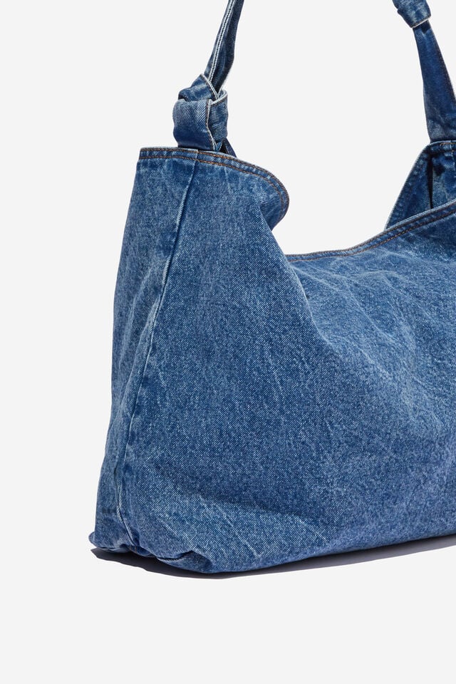 Alex Knotted Slouchy Tote, WASHED BLUE DENIM