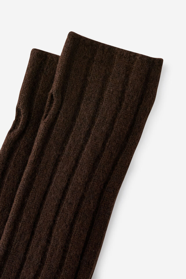 Luxe Ribbed Arm Warmers, DARK OAK